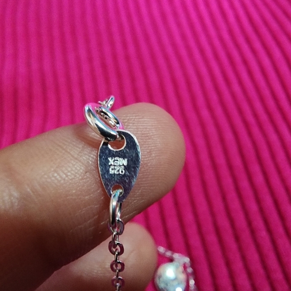 Sterling Silver Anklet .925 Fine Silver From Mexico - Picture 2 of 6